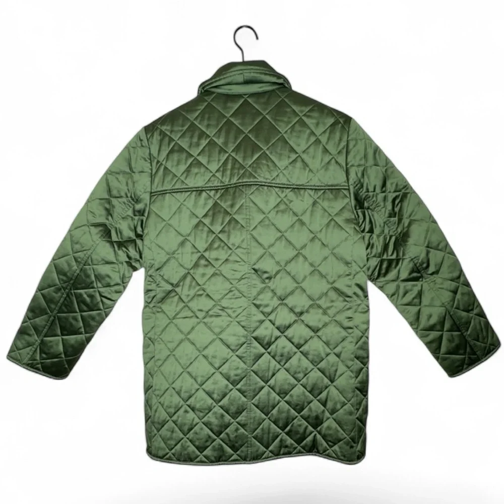 J. Crew Collection Women's Quilted Barn Jacket™ in High-shine Satin Green‎ Small